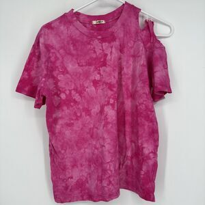 Somewhere West Adult Shirt Medium Pink Distressed Crew Neck Short Sleeve Women's